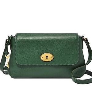 Fossil Gabriella Green Leather Small Flap Crossbody Bag